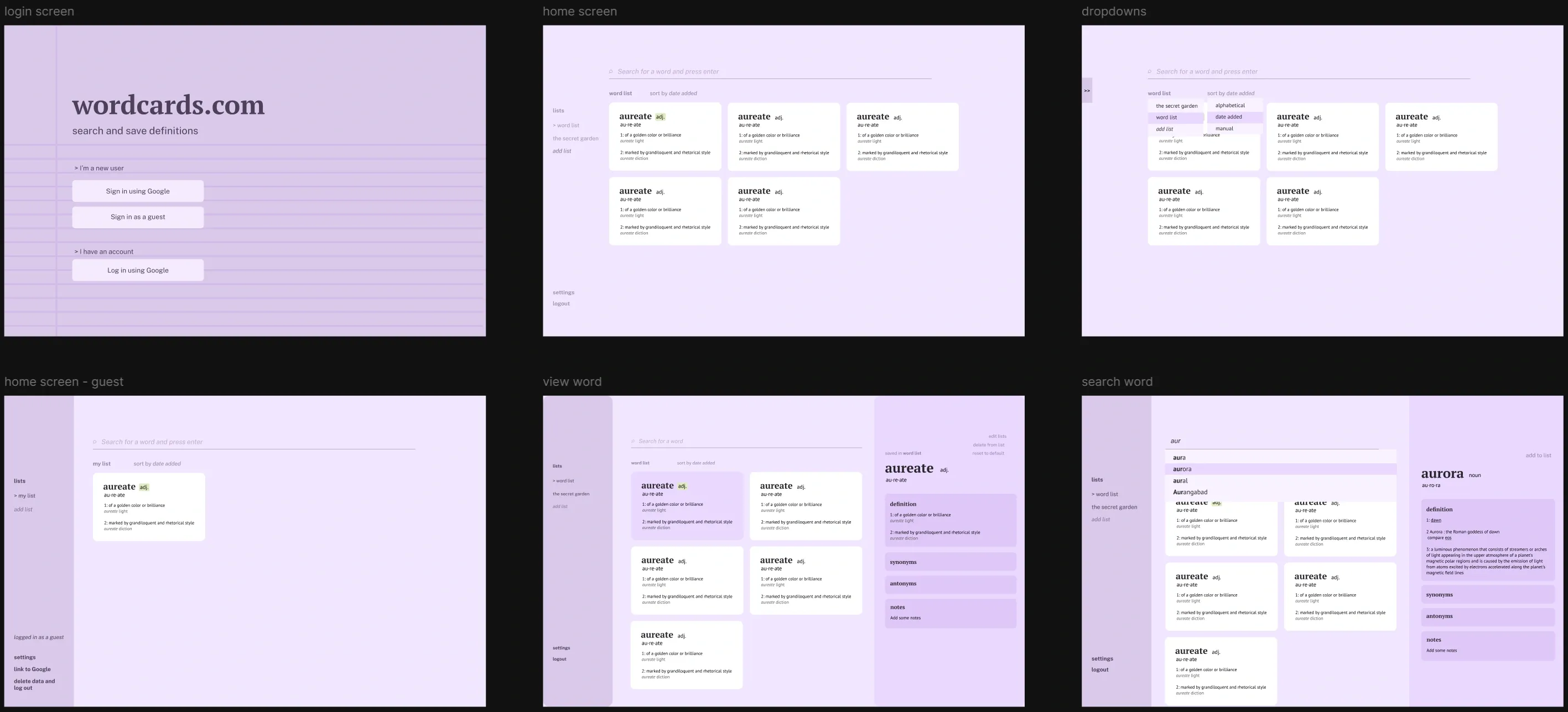 Screenshot of my initial explorations on Figma.